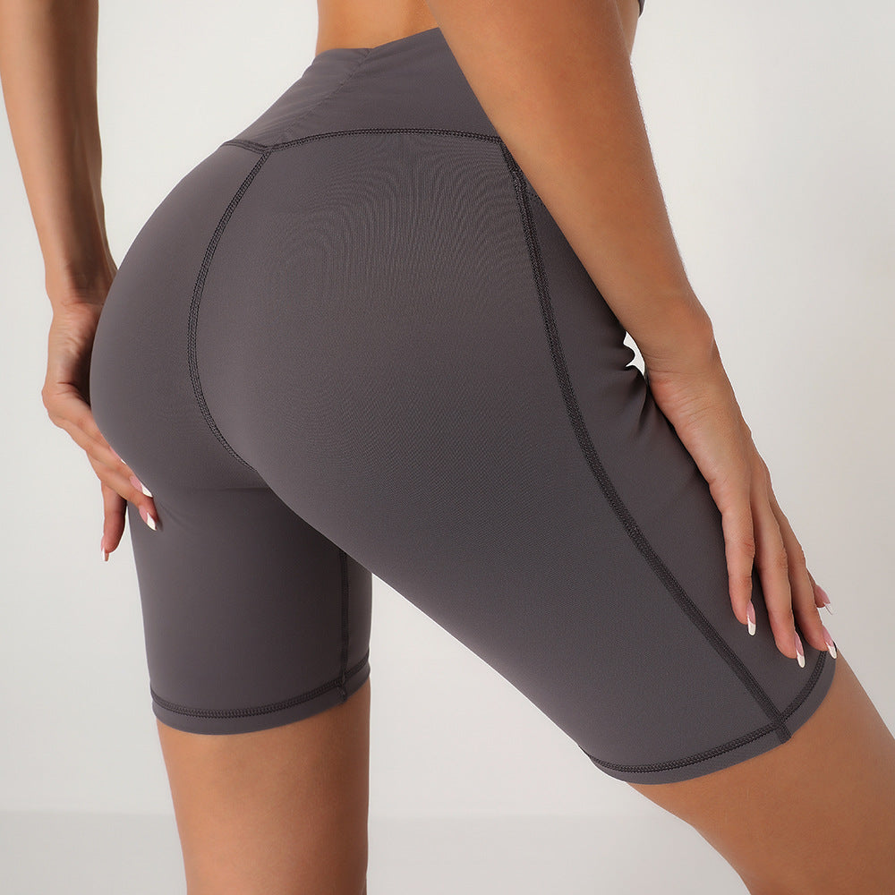 Seamless side pocket fitness shorts