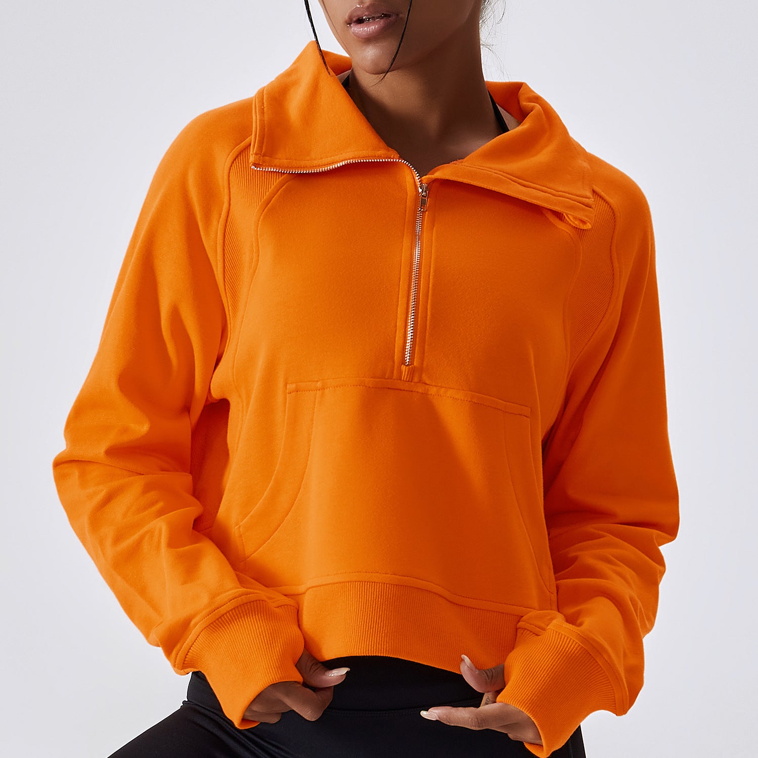 Pullover Half Zipper Turtleneck Fitness Sports Sweatshirt