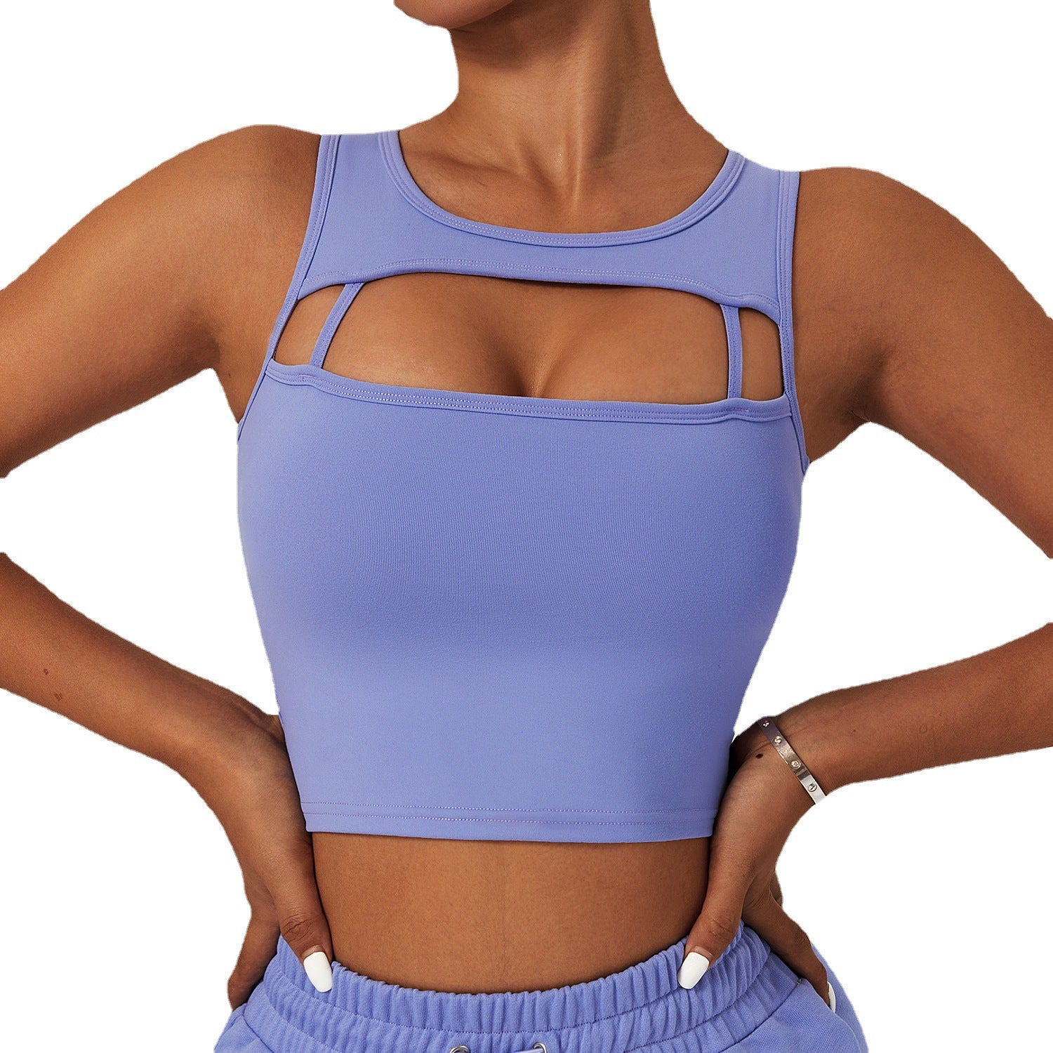 Hollow out removable padded sports bra