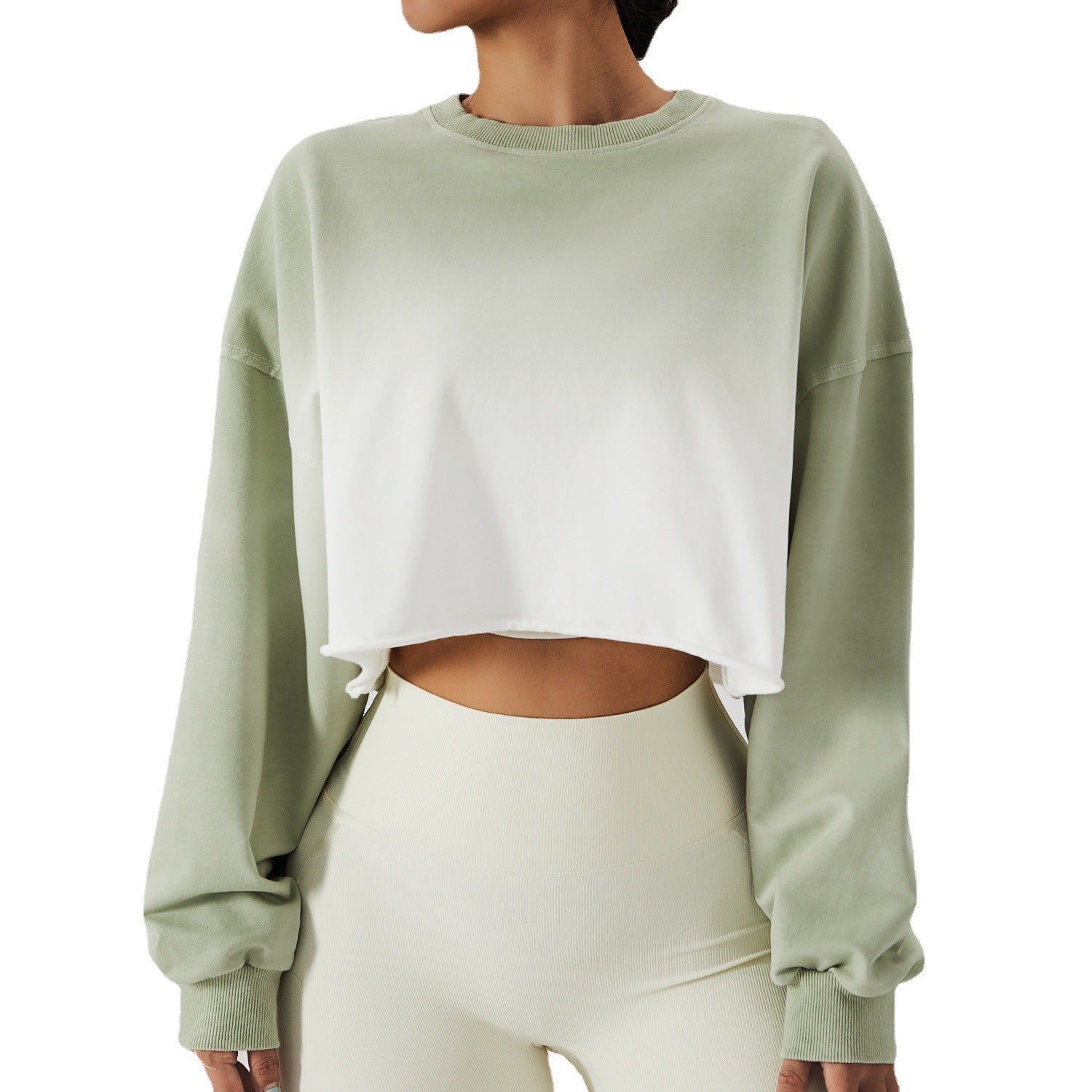 women's gradient long sleeve round neck sweatshirt