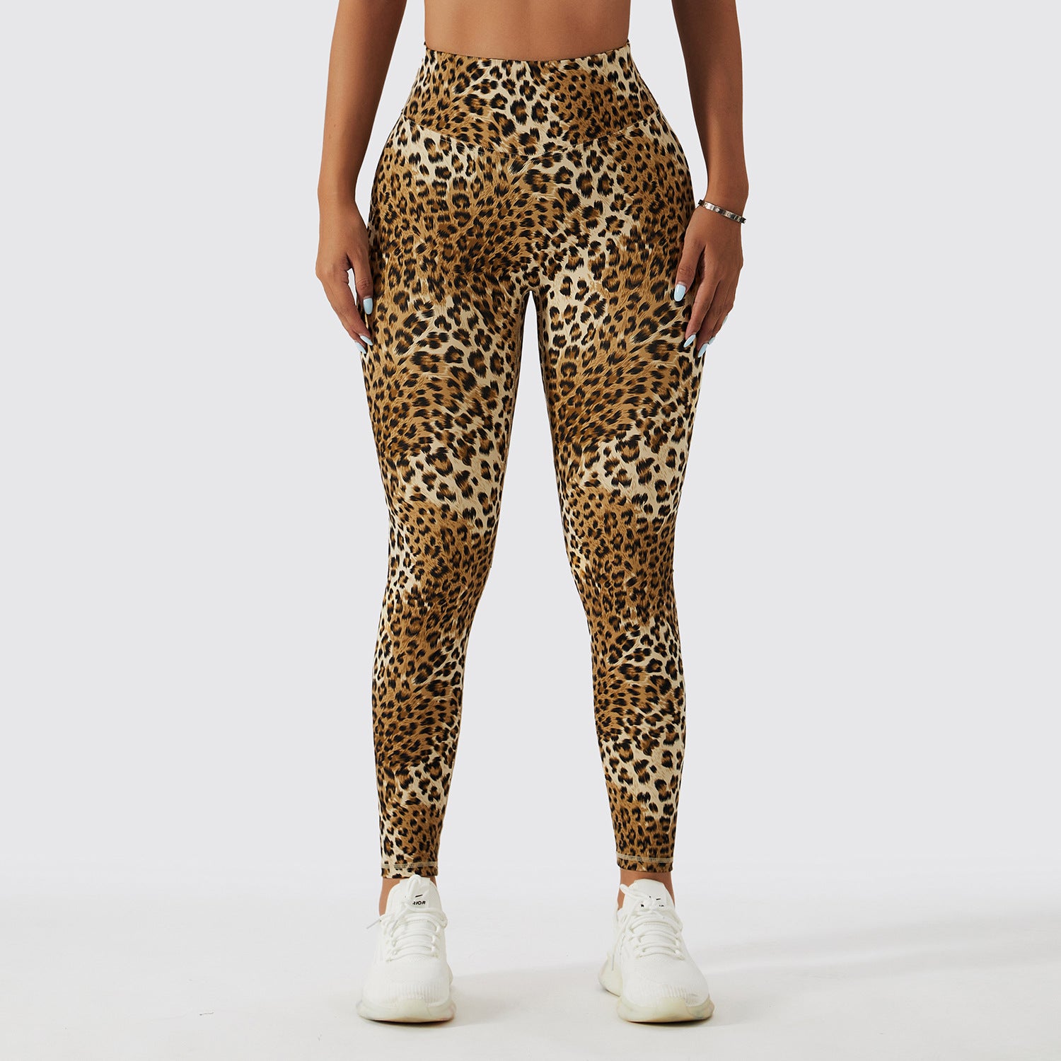 Leopard print hip-lifting high-waist nude legging