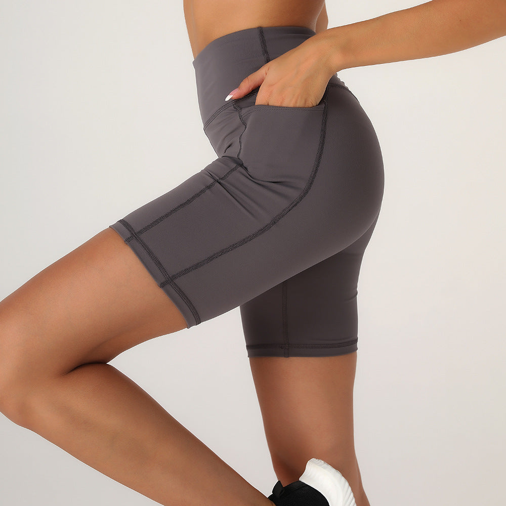 Seamless side pocket fitness shorts