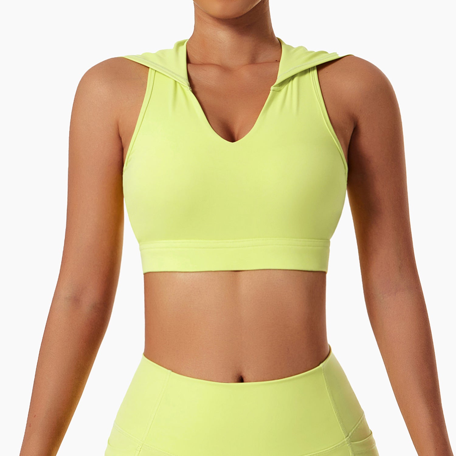 shock-prove workout bra with hooded